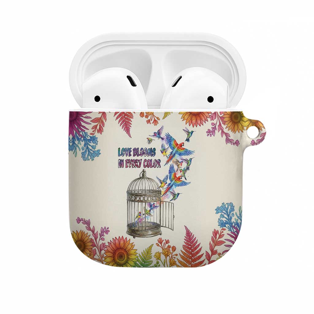 Love Blooms in Every Color AirPods Case Nature Rainbow of Freedom