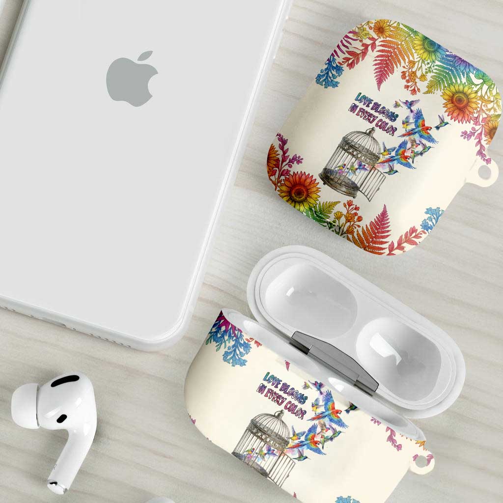Love Blooms in Every Color AirPods Case Nature Rainbow of Freedom