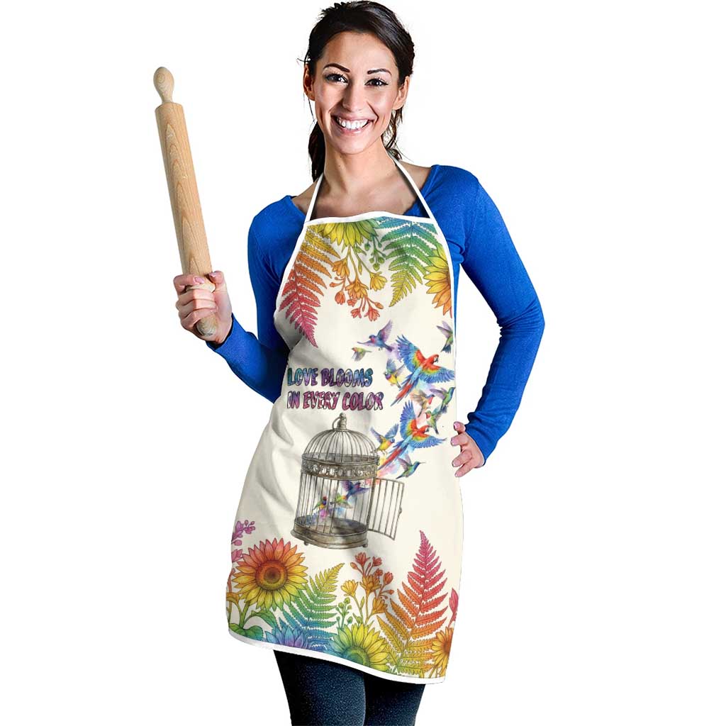 Love Blooms in Every Color Apron Nature Rainbow of Freedom