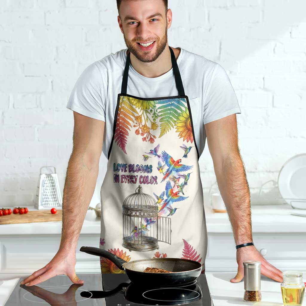 Love Blooms in Every Color Apron Nature Rainbow of Freedom