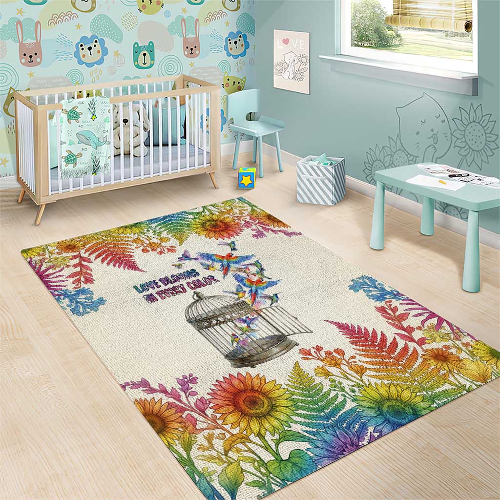 Love Blooms in Every Color Area Rug Nature Rainbow of Freedom