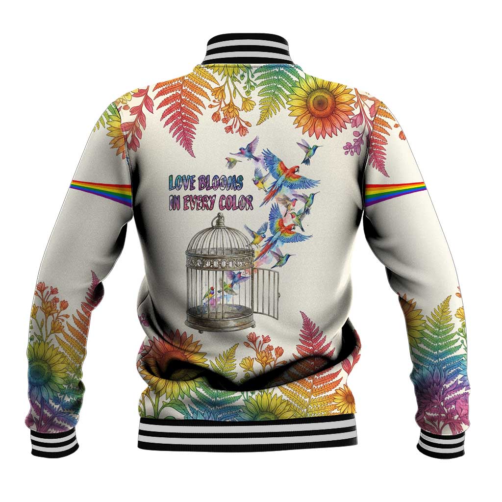 Love Blooms in Every Color Baseball Jacket Nature Rainbow of Freedom