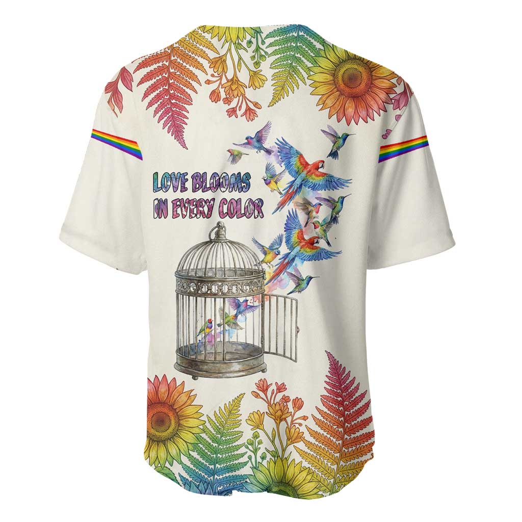Love Blooms in Every Color Baseball Jersey Nature Rainbow of Freedom