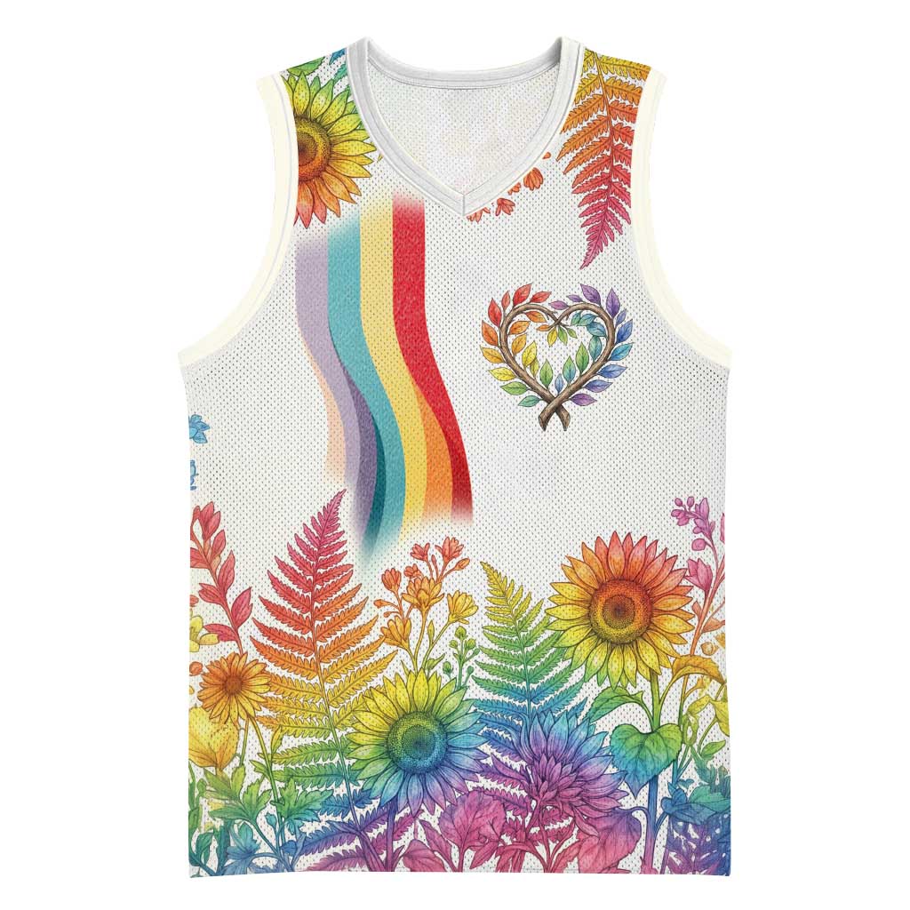 Love Blooms in Every Color Basketball Jersey Nature Rainbow of Freedom