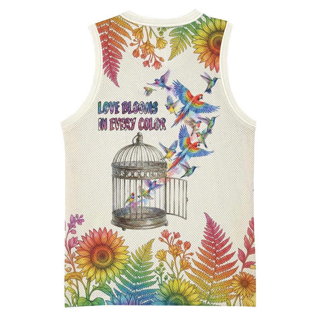 Love Blooms in Every Color Basketball Jersey Nature Rainbow of Freedom