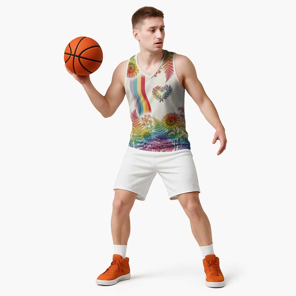 Love Blooms in Every Color Basketball Jersey Nature Rainbow of Freedom