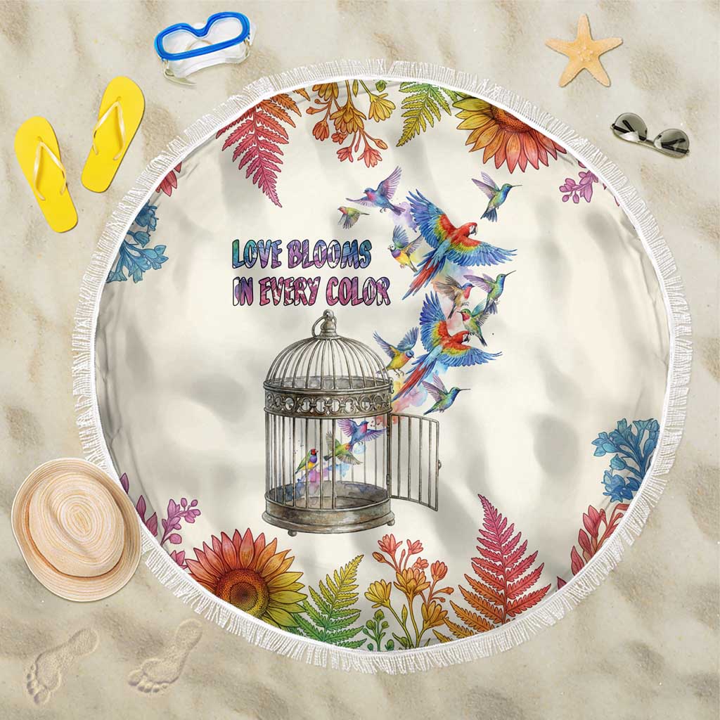Love Blooms in Every Color Beach Blanket Nature Rainbow of Freedom