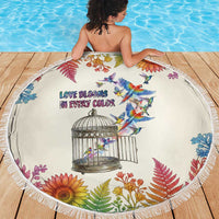 Love Blooms in Every Color Beach Blanket Nature Rainbow of Freedom