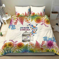 Love Blooms in Every Color Bedding Set Nature Rainbow of Freedom