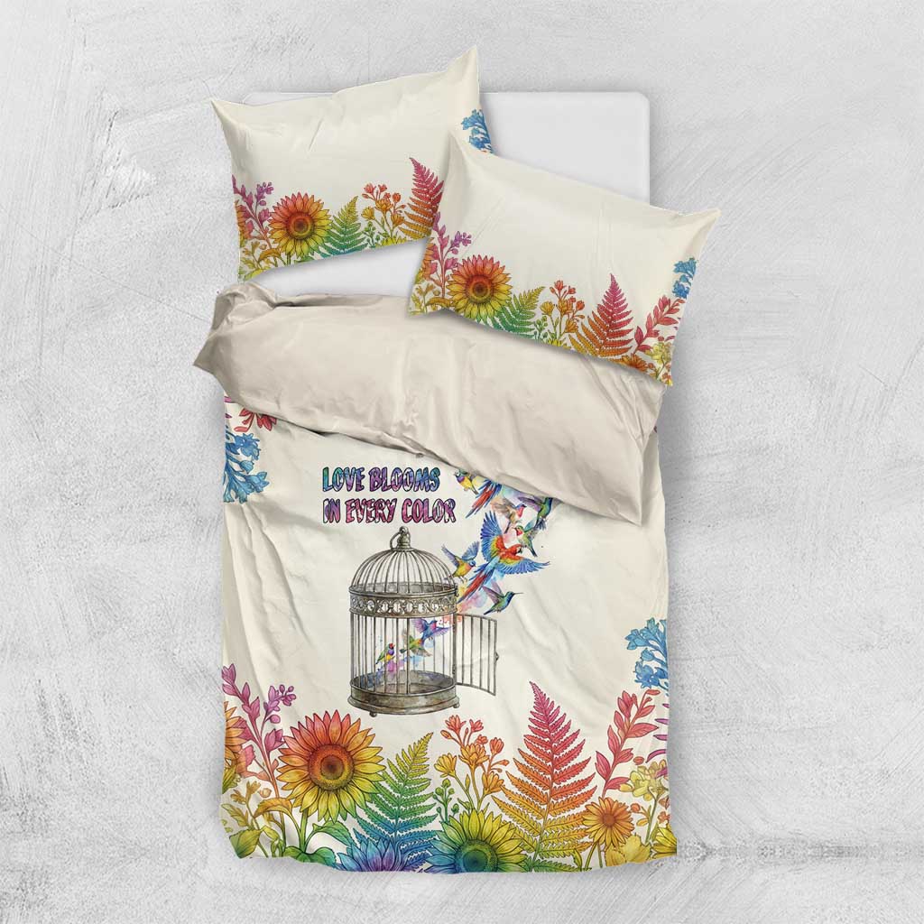 Love Blooms in Every Color Bedding Set Nature Rainbow of Freedom