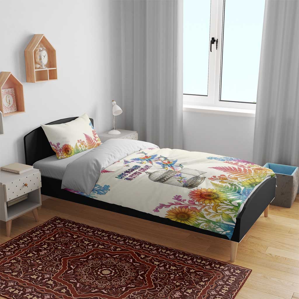 Love Blooms in Every Color Bedding Set Nature Rainbow of Freedom