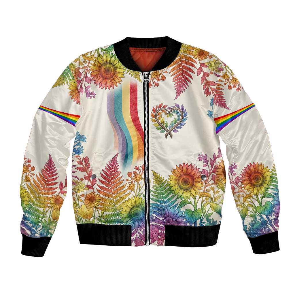 Love Blooms in Every Color Bomber Jacket Nature Rainbow of Freedom
