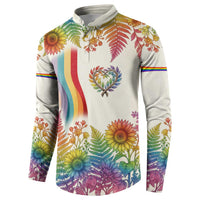 Love Blooms in Every Color Button Sweatshirt Nature Rainbow of Freedom