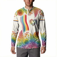 Love Blooms in Every Color Button Sweatshirt Nature Rainbow of Freedom