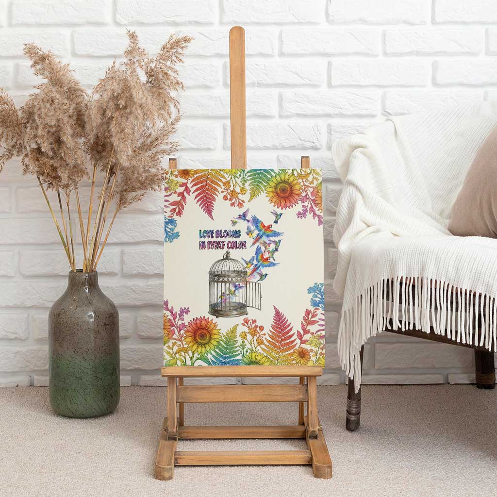 Love Blooms in Every Color Canvas Wall Art Nature Rainbow of Freedom