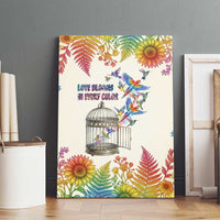 Love Blooms in Every Color Canvas Wall Art Nature Rainbow of Freedom