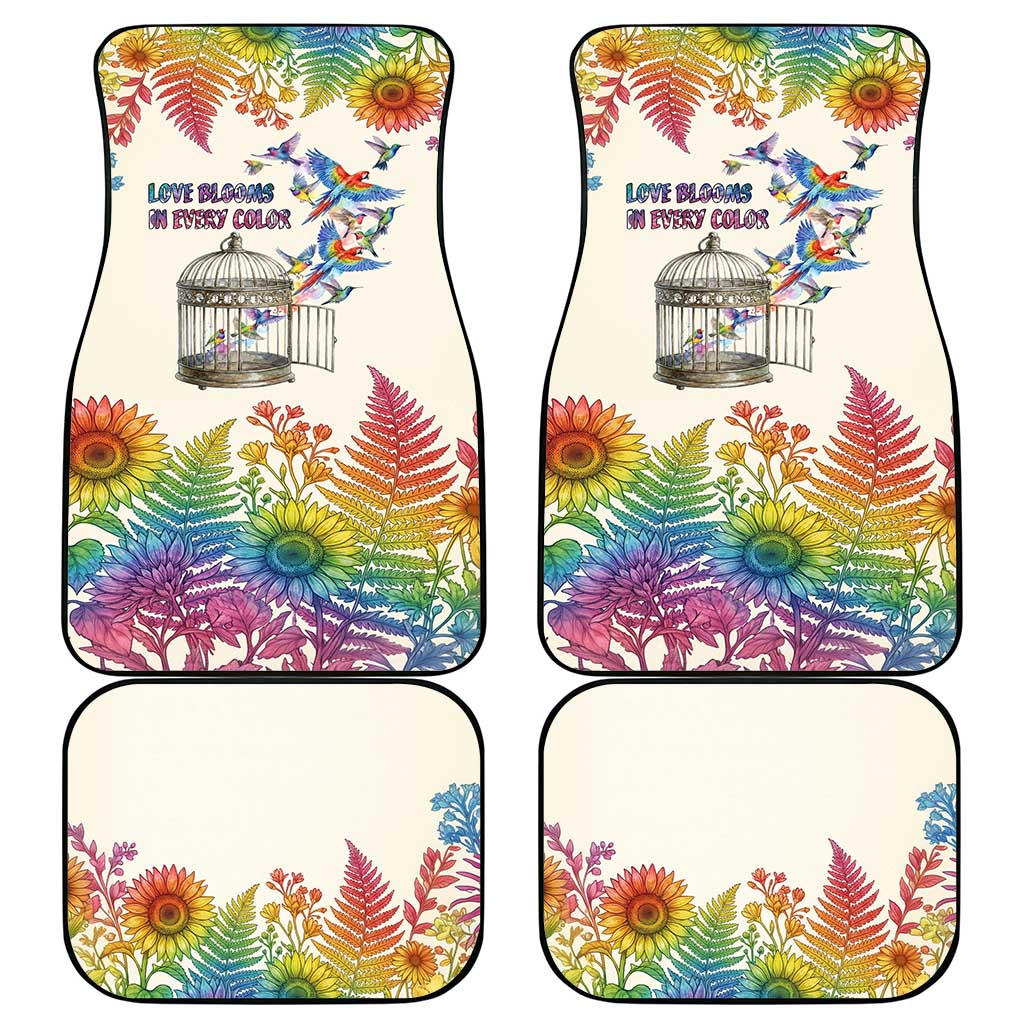 Love Blooms in Every Color Car Mats Nature Rainbow of Freedom