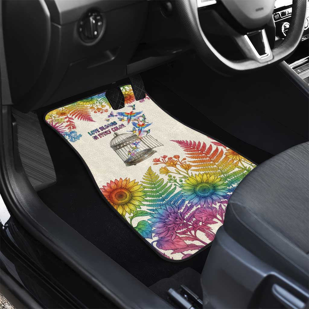 Love Blooms in Every Color Car Mats Nature Rainbow of Freedom