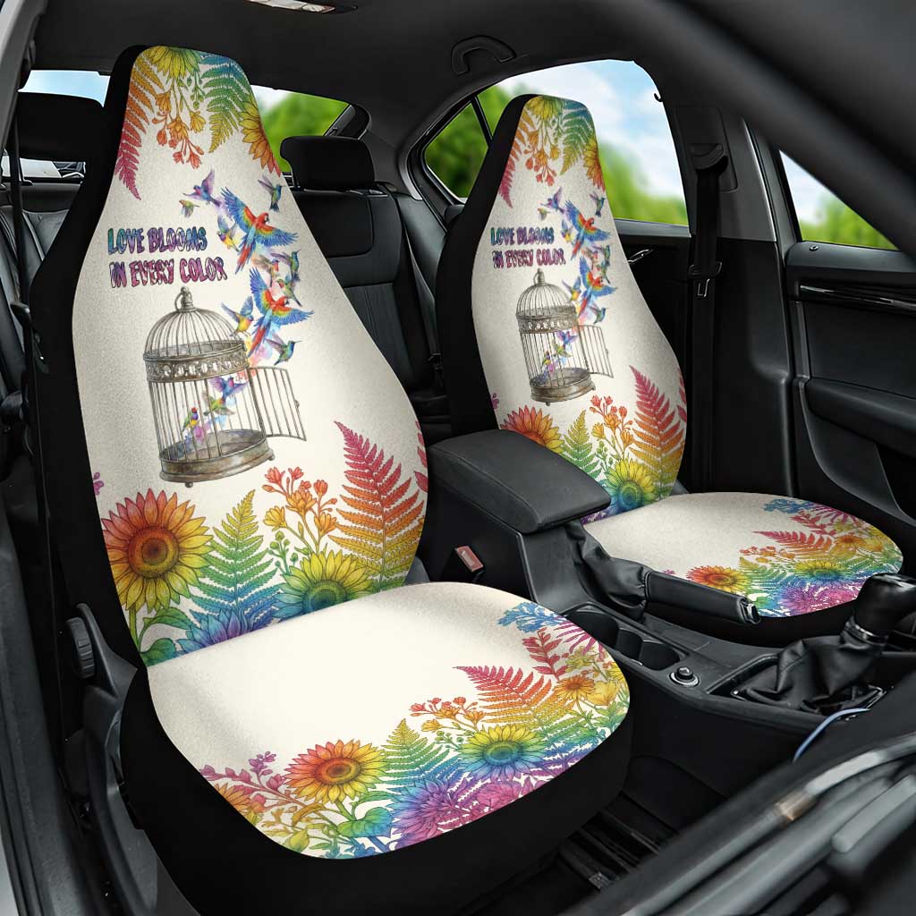Love Blooms in Every Color Car Seat Cover Nature Rainbow of Freedom