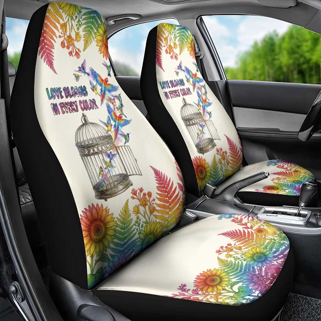 Love Blooms in Every Color Car Seat Cover Nature Rainbow of Freedom