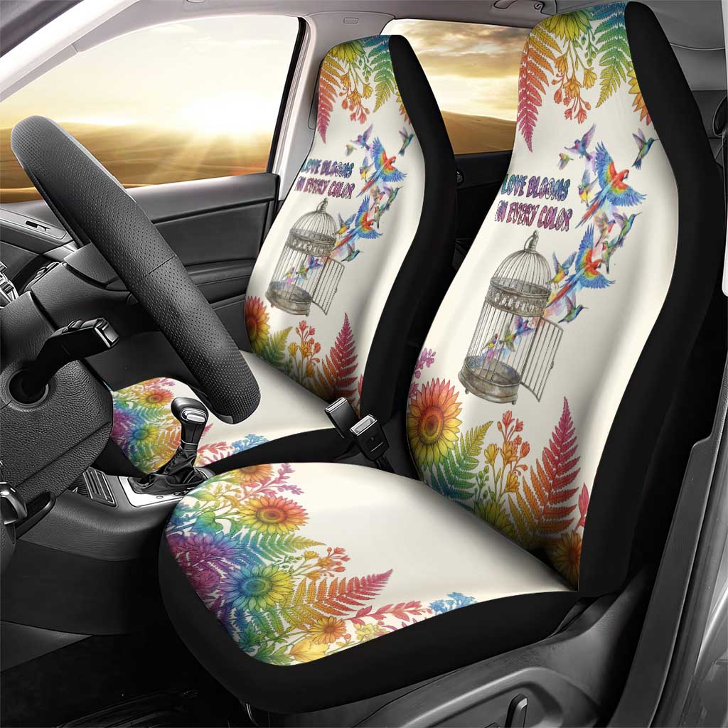 Love Blooms in Every Color Car Seat Cover Nature Rainbow of Freedom