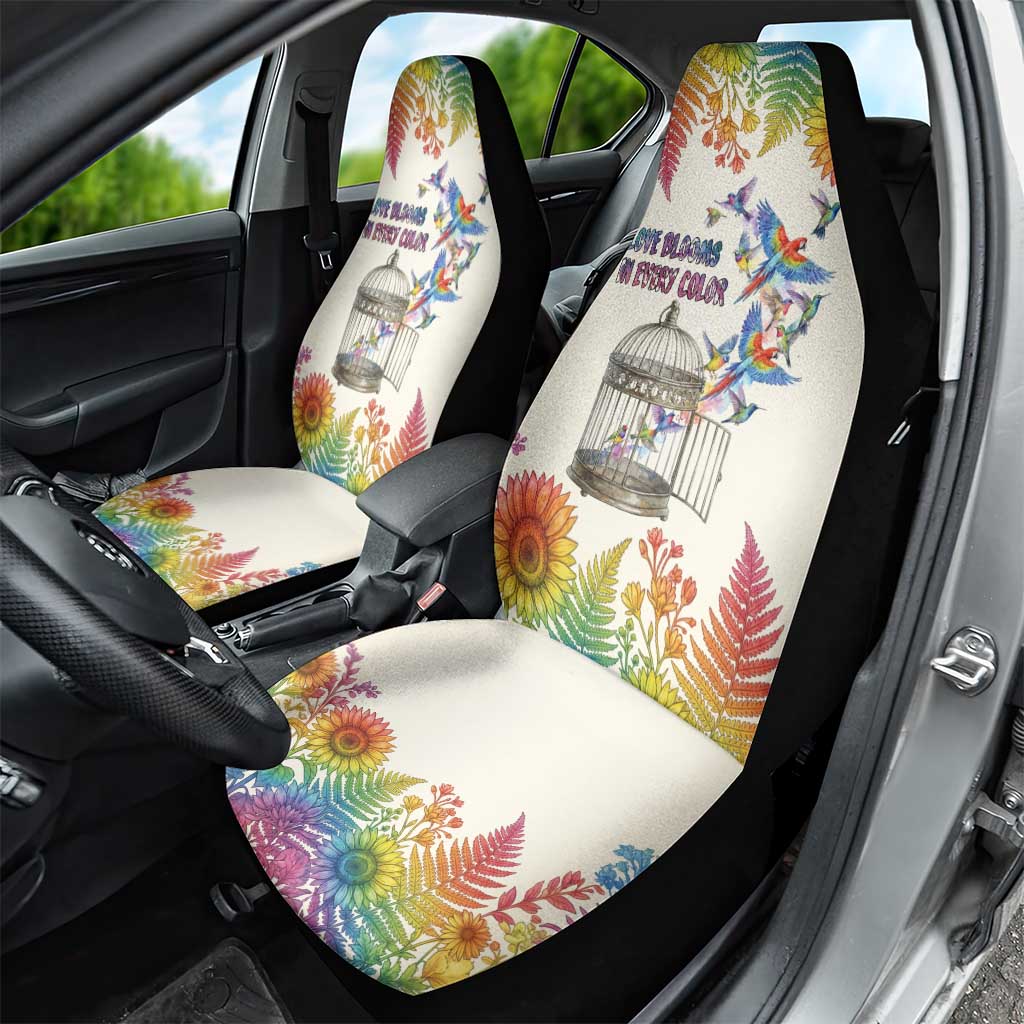 Love Blooms in Every Color Car Seat Cover Nature Rainbow of Freedom