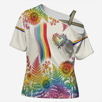 Love Blooms in Every Color Cross Shoulder Shirt Nature Rainbow of Freedom