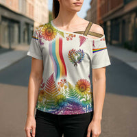 Love Blooms in Every Color Cross Shoulder Shirt Nature Rainbow of Freedom