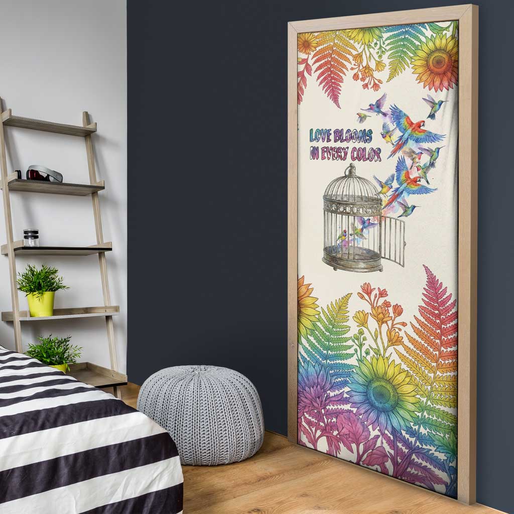 Love Blooms in Every Color Door Cover Nature Rainbow of Freedom
