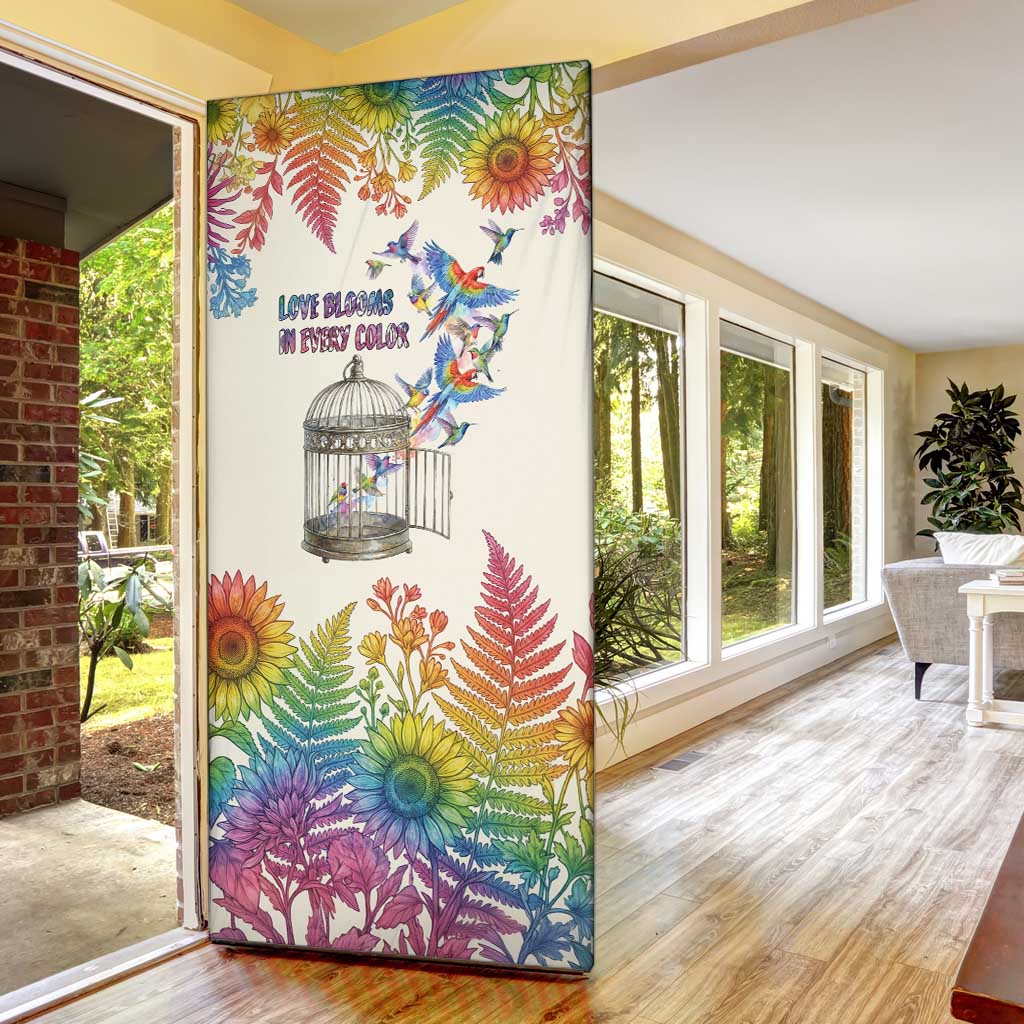 Love Blooms in Every Color Door Cover Nature Rainbow of Freedom