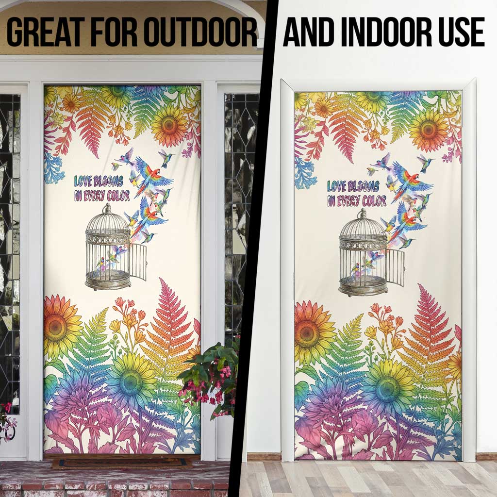 Love Blooms in Every Color Door Cover Nature Rainbow of Freedom