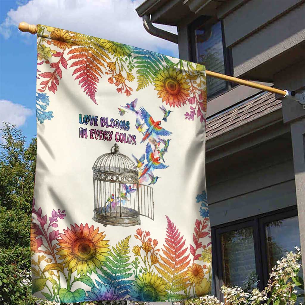 Love Blooms in Every Color Garden Flag Nature Rainbow of Freedom