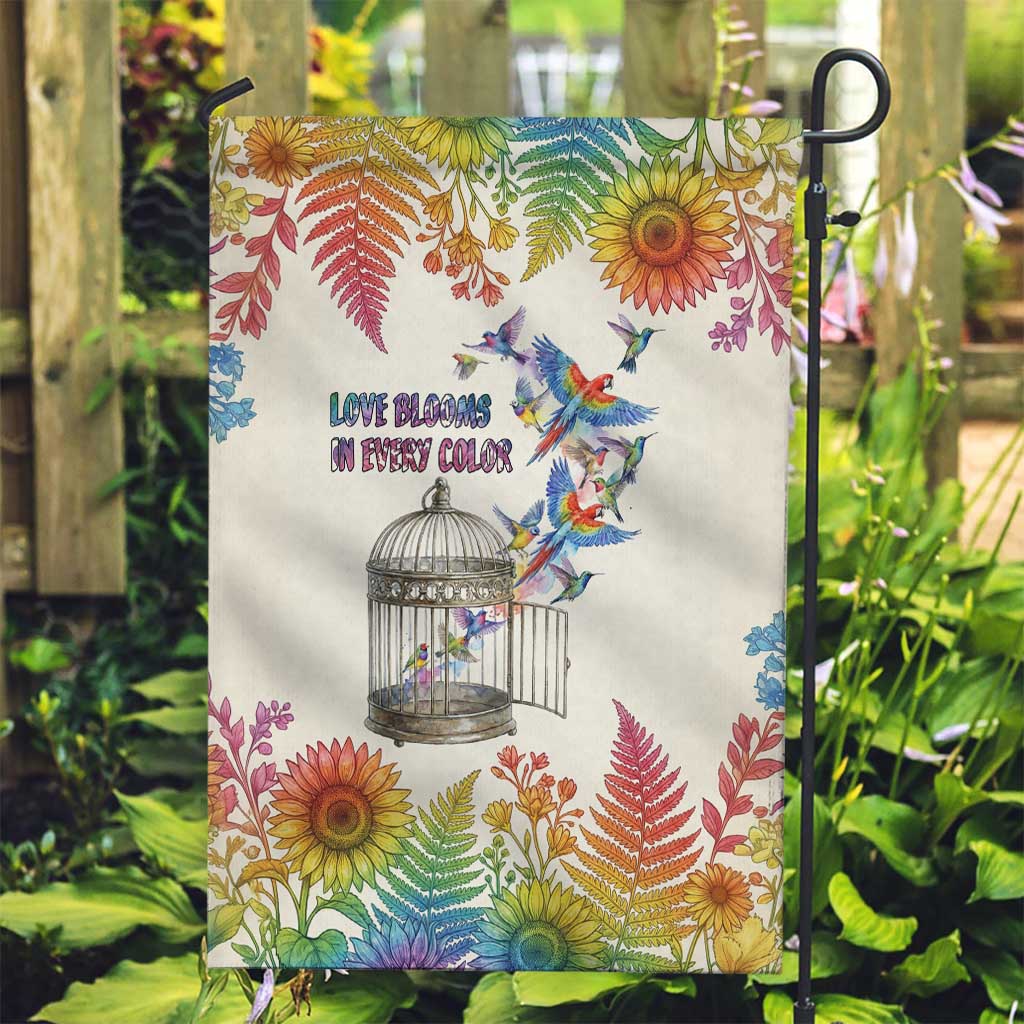 Love Blooms in Every Color Garden Flag Nature Rainbow of Freedom
