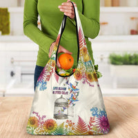 Love Blooms in Every Color Grocery Bag Nature Rainbow of Freedom