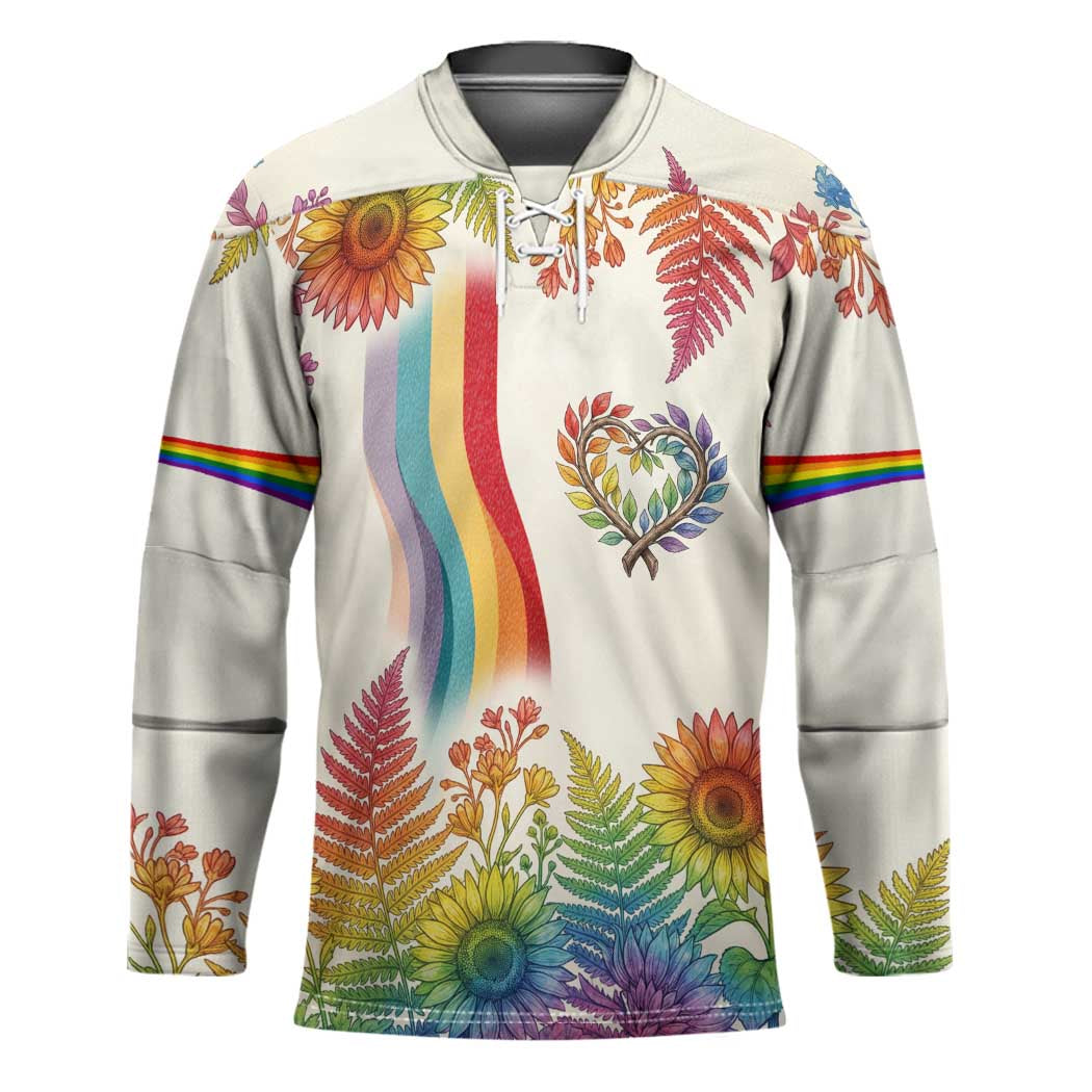 Love Blooms in Every Color Hockey Jersey Nature Rainbow of Freedom