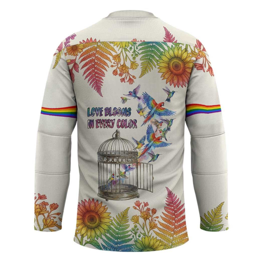 Love Blooms in Every Color Hockey Jersey Nature Rainbow of Freedom