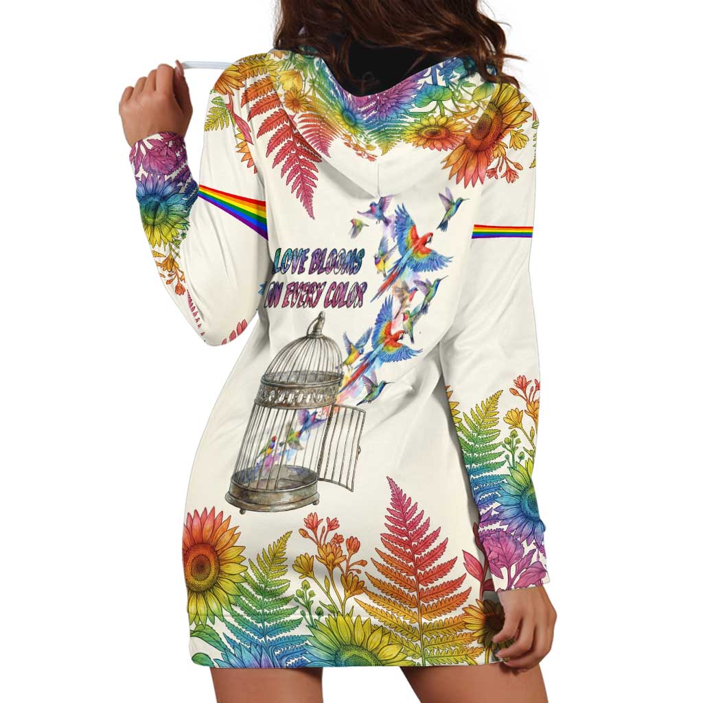 Love Blooms in Every Color Hoodie Dress Nature Rainbow of Freedom