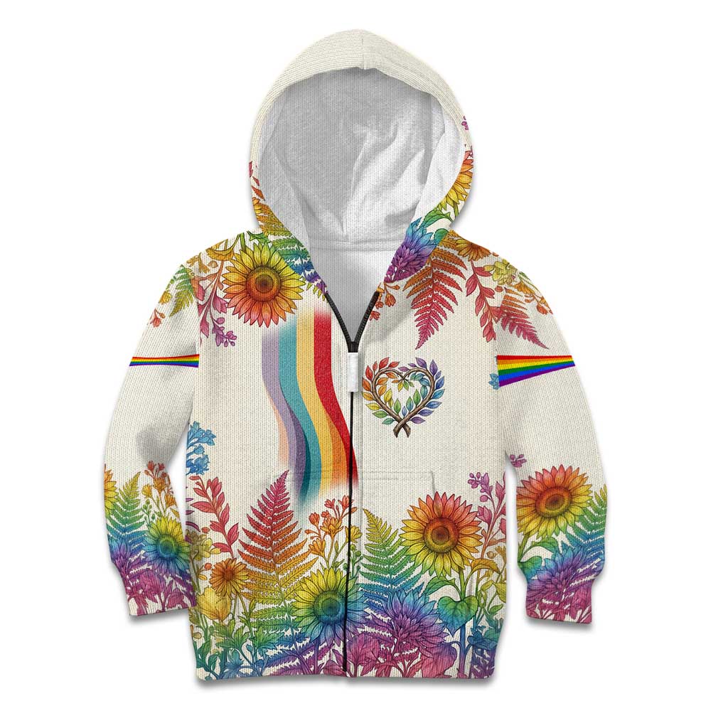 Love Blooms in Every Color Kid Hoodie Nature Rainbow of Freedom