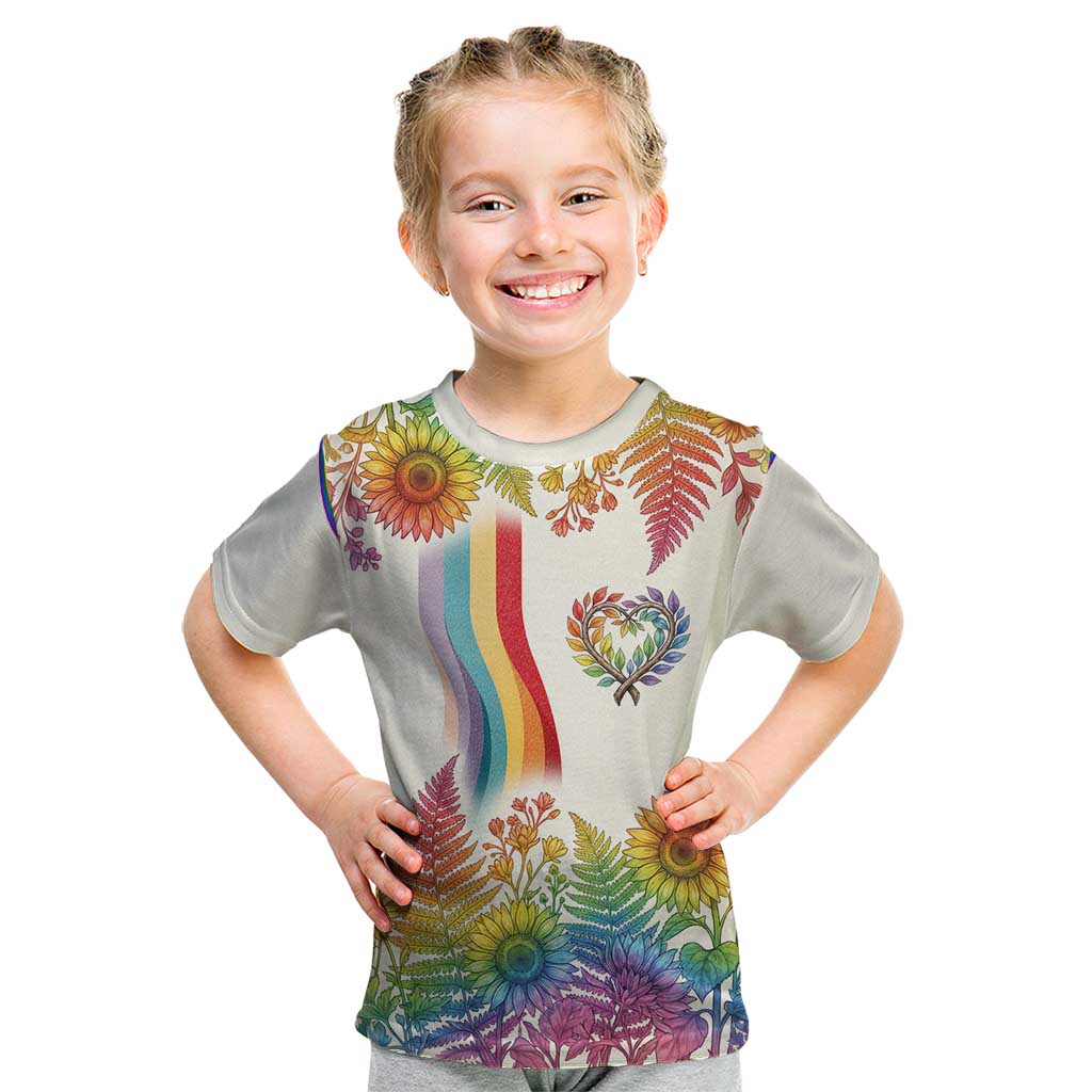 Love Blooms in Every Color Kid T Shirt Nature Rainbow of Freedom