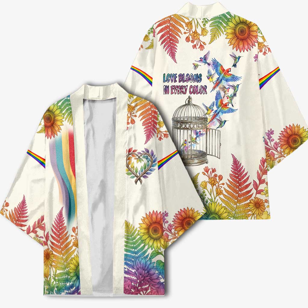 Love Blooms in Every Color Kimono Nature Rainbow of Freedom