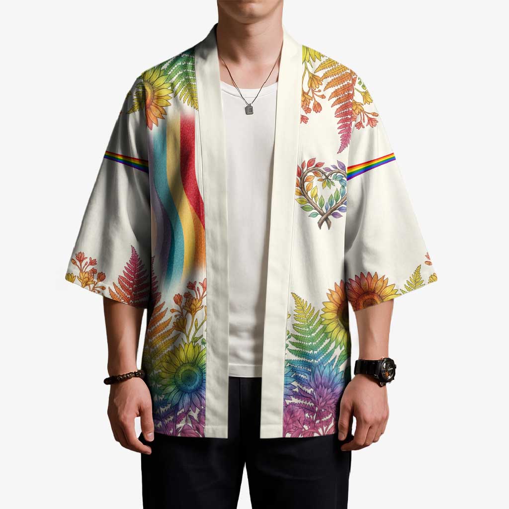 Love Blooms in Every Color Kimono Nature Rainbow of Freedom