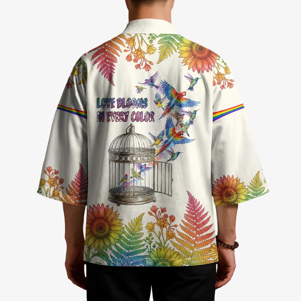 Love Blooms in Every Color Kimono Nature Rainbow of Freedom