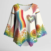 Love Blooms in Every Color Kimono Sleeve Blouse Nature Rainbow of Freedom