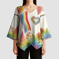 Love Blooms in Every Color Kimono Sleeve Blouse Nature Rainbow of Freedom