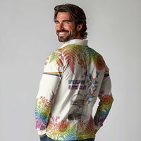 Love Blooms in Every Color Long Sleeve Polo Shirt Nature Rainbow of Freedom