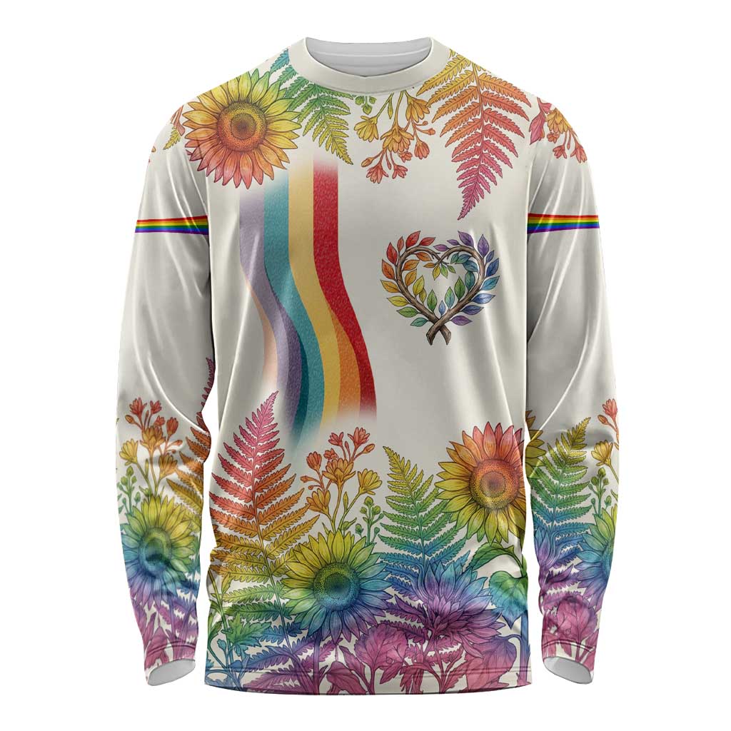 Love Blooms in Every Color Long Sleeve Shirt Nature Rainbow of Freedom
