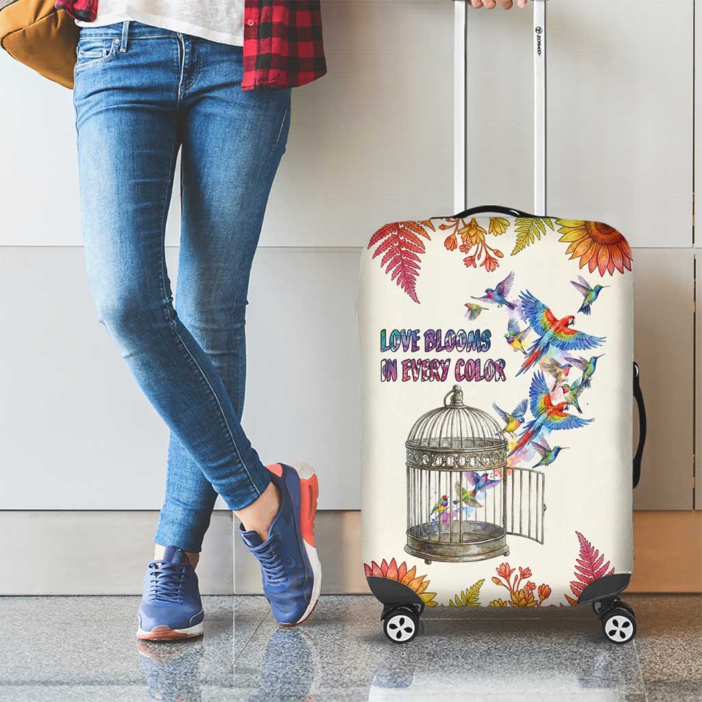 Love Blooms in Every Color Luggage Cover Nature Rainbow of Freedom