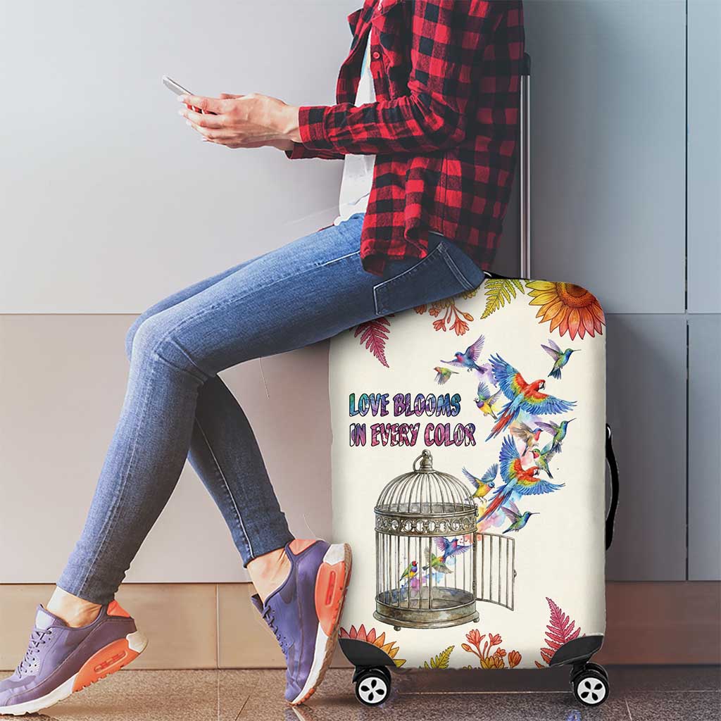 Love Blooms in Every Color Luggage Cover Nature Rainbow of Freedom