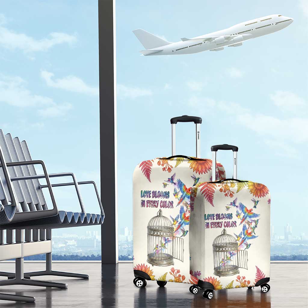 Love Blooms in Every Color Luggage Cover Nature Rainbow of Freedom