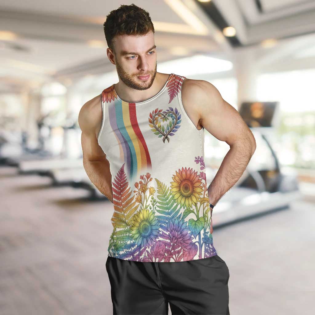 Love Blooms in Every Color Men Tank Top Nature Rainbow of Freedom